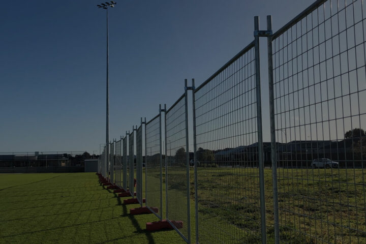 Temporary fencing at an oval in Perth for construction and security purposes